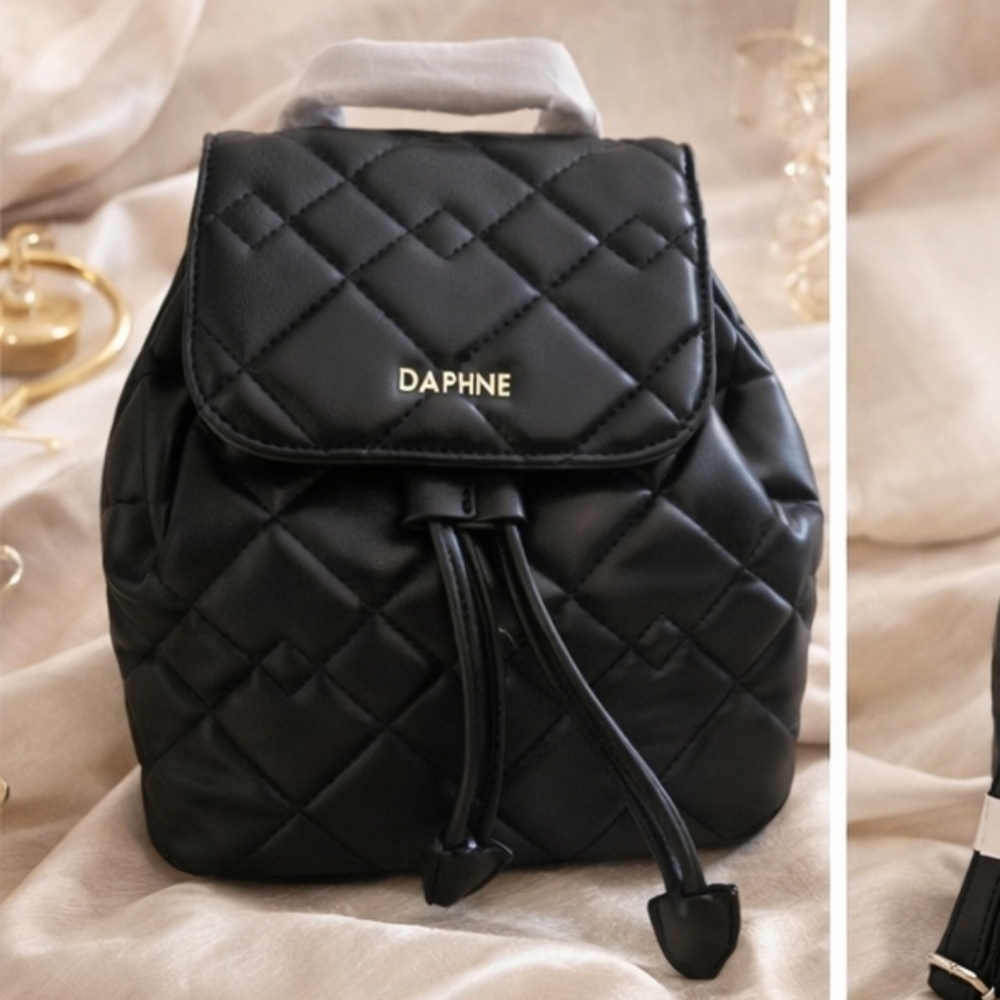 Quilted Mini Backpack – Black Faux Leather – Soft Luxe Mini Bag